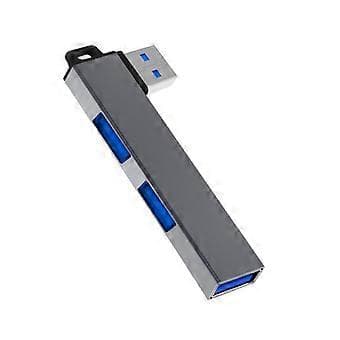 Lett USB3.0 Hub-adapter USB-splitter for bærbare PC-er med 1 USB3.0 og 2 USB2.0-porter, kompakt og bærbar design grå Grey
