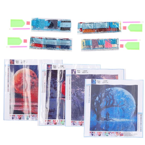 4 stk Diamond Painting Kit 5D DIY for barn voksne gaver kunstutstyr Point Home