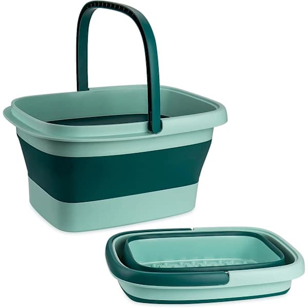 Foldable Basin, Portable Foldable Foot Bath with Handle - Massage Function for Relaxed Feet (15L, Light Green)