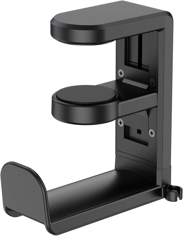 PC Gaming Headset Holder, Adjustable Clamp Mount Under Desk with 360° Swivel & Cable Clip Organizer