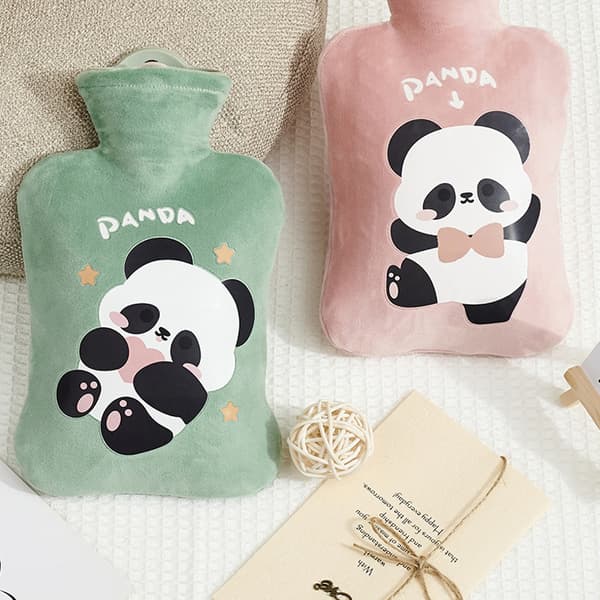 1 st plysch handvärmare, sammet, 2L, pandamönster