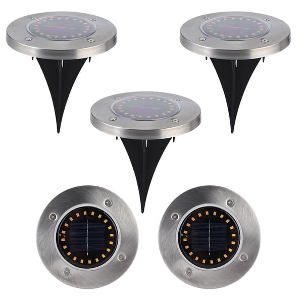 5 stk vanntette solcelledrevne 20LED-brikker nedgravde lamper for utendørs hage plen gårdsplass dekorasjon