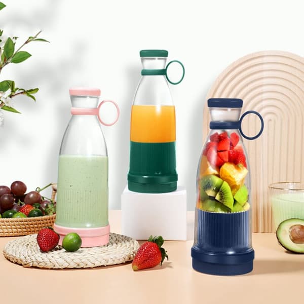 Rechargeable Blender Fruit Juicer Mixer 6 Blades Portable Electric Juicer Maker Fruit Blender Fruit Extractors-Pink