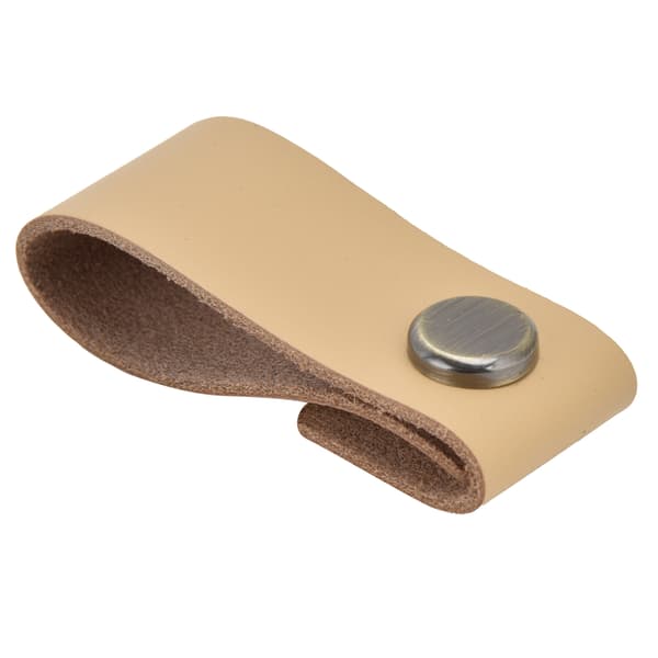 Faux Leather Luggage Handle Modern Simple Hole Hidden Cabinet Pull for Door Wardrobe Light Brown