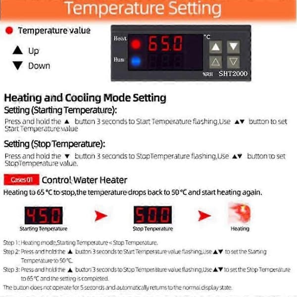 SHT2000 Temperature and Humidity Controller Thermostat Hygrometer Indoor Brewing Incubator Thermometer H