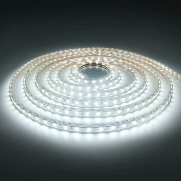 5 meter LED-stripe med bryter IP65 Vanntett LED-stripe, 220V LED-stripe, Kaldhvit