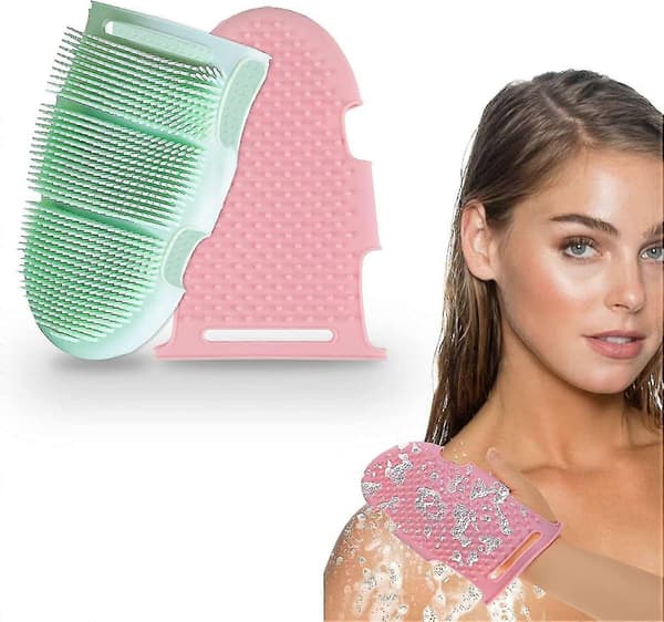 2 st Silikonbadborstar, Kroppsskrubbborste, Exfolierande badborste för duschen för alla hudtyper