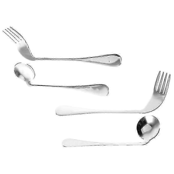 Angled Spoon and Bent Fork Set Adaptive Ergonomic Cutlery for Elderly, Disabled, and Patients[HK]
