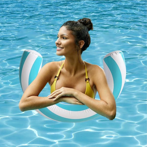 Flydende Pool-Pommes af PVC, oppustelig, stribet, sommerlege, dimensioner 76 cm -