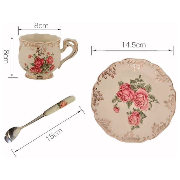 Kop og underkop sæt, 200 ml kop og underkop kaffebutik drikkegrej (kop, underkop og ske).
