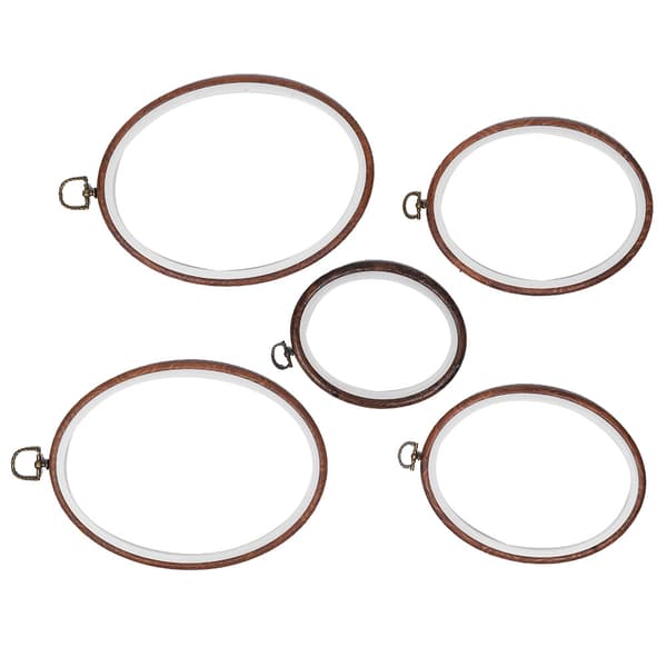 5 stk. broderiramme, sirkel, korsstingramme, oval ramme, retro DIY-tilbehør 0.8 0.8
