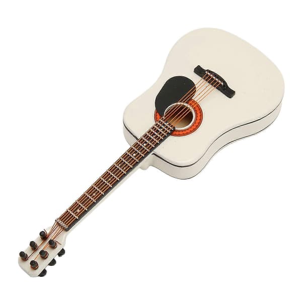 Mini Guitar Model Hvid 13 cm Lang Glat Træ Rig Detaljering Miniature Træguitar til Bord Hylde Skab