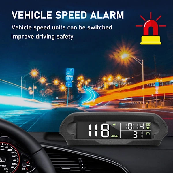 Solar HUD Display Head Up Display Dekktrykkovervåking Svart