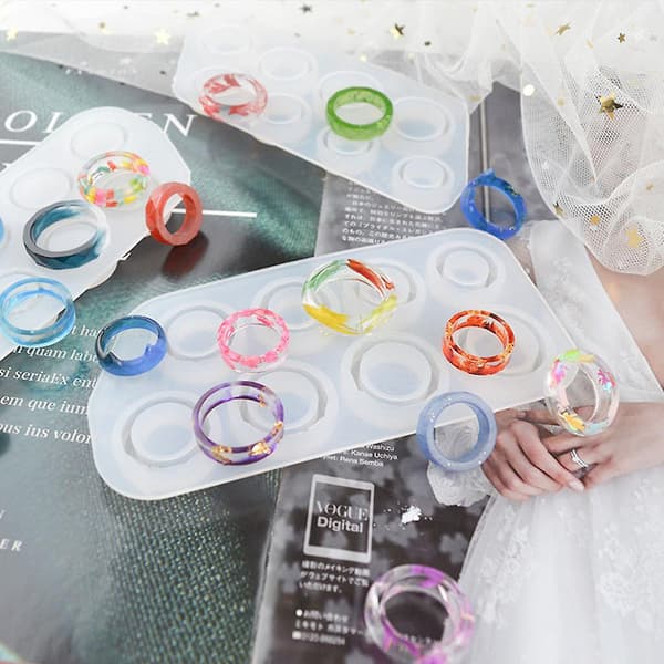 Kristalform DIY Håndværk Krystal Epoxy Resin Form Blandede Ringe