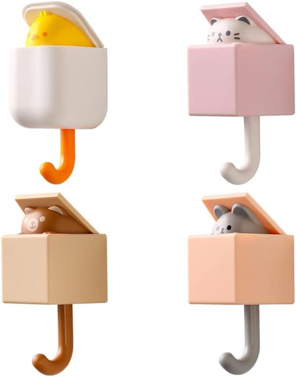 4 søte kattekroker for veggdekorasjoner
