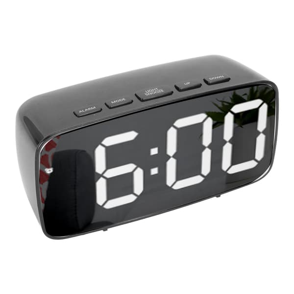 Digital väckarklocka Stor speglad LED-display Klocka Batteri USB-laddning Dubbel användning Elektronisk klocka för sovrum Studentrum