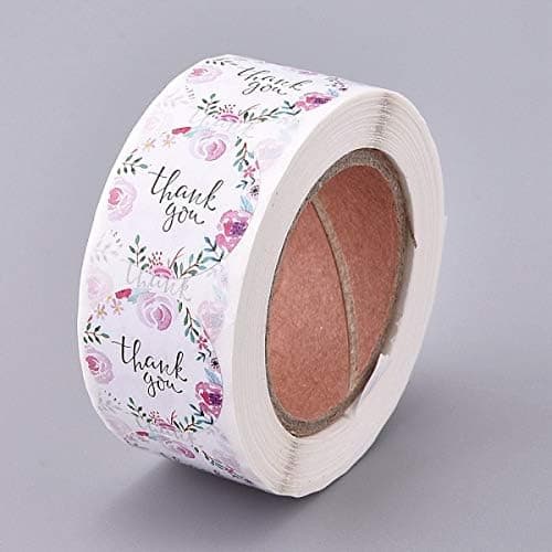 Pink Flowers Thank You Stickers, Self-Adhesive Stickers, for A