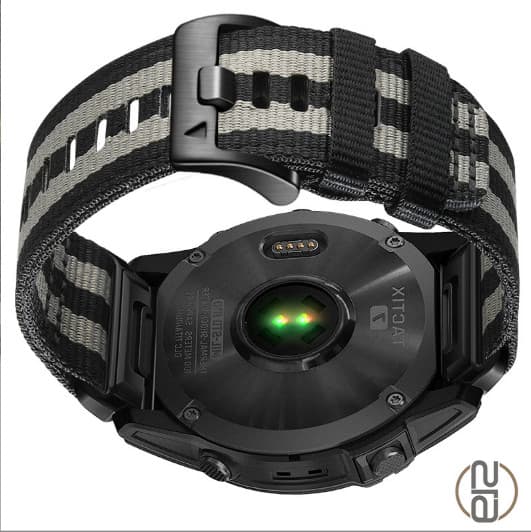 Quick Release Nylon Urrem til Garmin Fenix 5X 6X 7X Tactix 7 Pro Sort + Lysegrå 22 mm