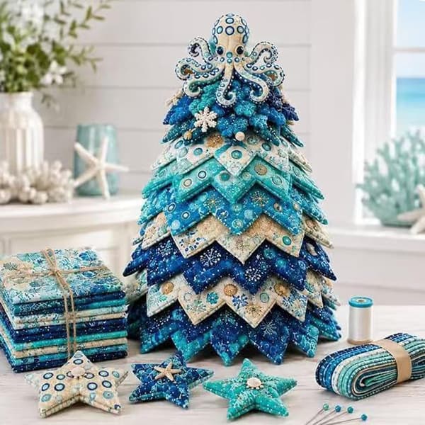 Julgrans-Quilt-set – Kustsemester, tärning A. - A.