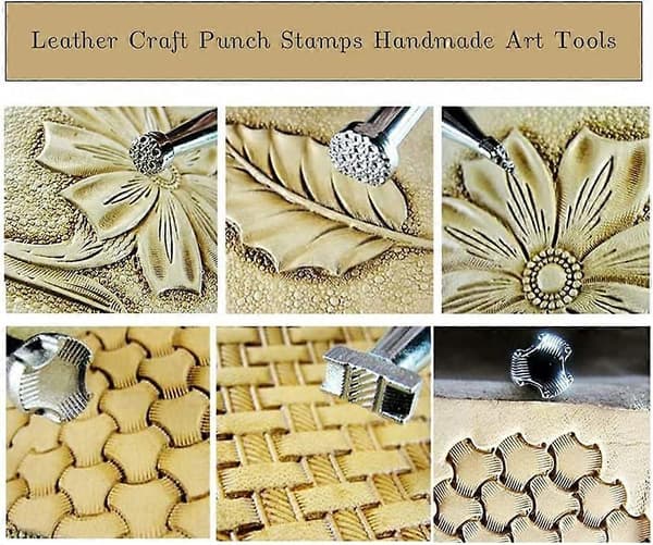 Leather Stamping Tool Kit 6-Piece Punch Stamp Set for Engraving and Saddlery DIY Leather Tools (FMY)