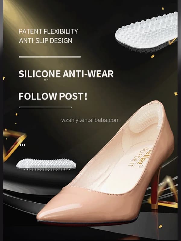 Transparent Lightweight Flexible Silicone Shoe Inserts Thin Design Textured Surface Non-Slip Comfortable 4mm Thick 1 Pair Daily Use