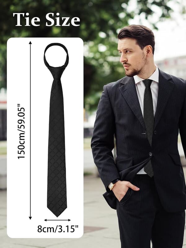 Sorte slips til mænd ternet plaid slips klassisk formelt herreslips middag dimission forretning - Black