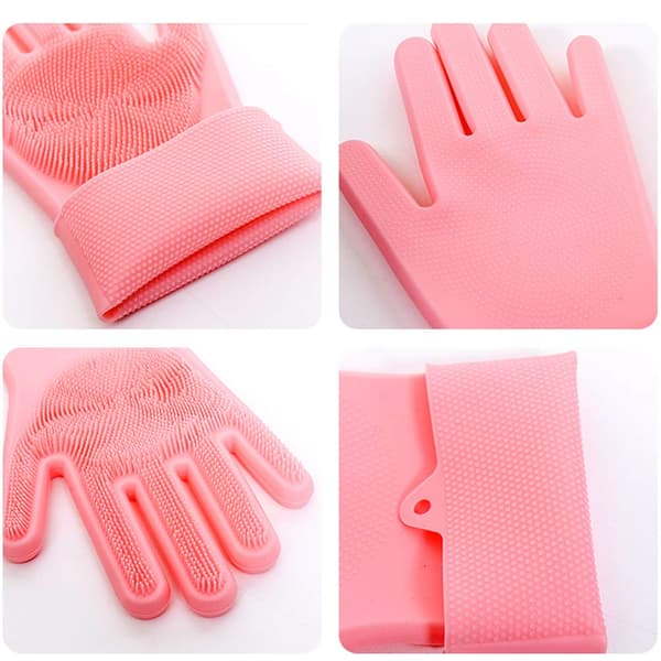 Opvaskehandsker af silikone, rengøring, genanvendelige, til opvask, køkken, bad -
