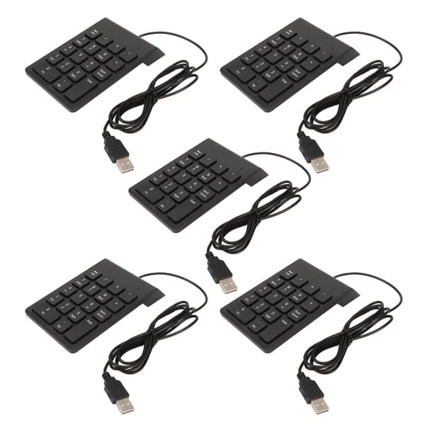 Kablet numerisk tastatur 18 taster Ergonomisk USB Plug and Play Stille Skrivning Mini Numerisk Tastatur til PC Bærbar Computer Desktop 5 Stykker