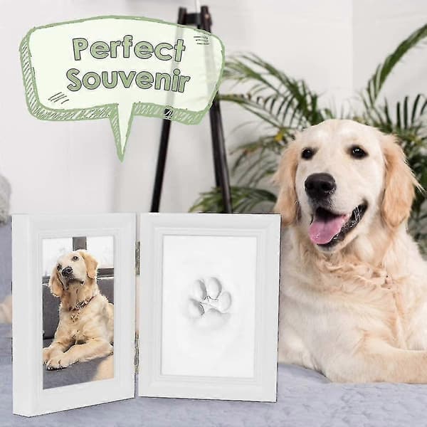 Pet Paw Print Keepsake Kit, Photo Frame With Clay Print Kit, Personalized Gift For Dog Lovers