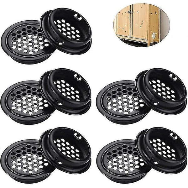 10 Stykker Rund Ventilationsrist i Rustfrit Stål Rustfrit Stål Ventilationsrist Rund Rustfrit Stål Ventilationsrist 10 Stykker Sort Ventila