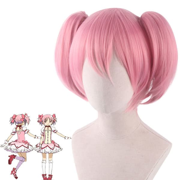 35 cm/14 tommer korte krøllede flettede damefletninger (pink)