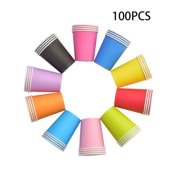 100-pakning engangs papirkopper, espressokopper, baderomskopper, Cu