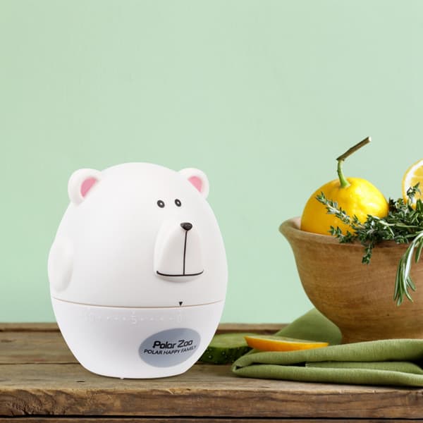 Portable Cute Cartoon Animal Bear Shape Kitchen Cooking Mechanical Timer Alarm White