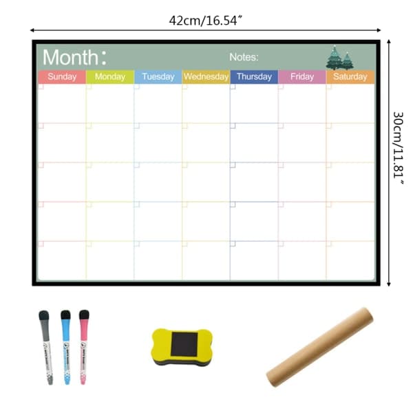 A3 Magnetic Monthly Planner Whiteboard Fridge Magnet Weekly Message Drawing Refrigerator Bulletin Board