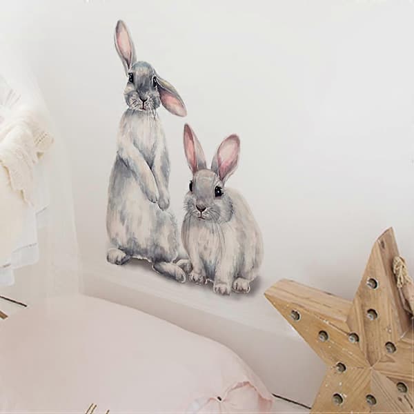Rabbit Cartoon Easter Wall Decal Removable Decoration for Home Nursery