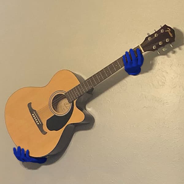 1 Pair Wall Mounted Simulation Hands Statue 3D Decorative Art Resin Open Hand Sculpture for Hanging Guitar Cloth Hat Blue Blue