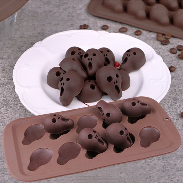 Halloween Skull Silicone Stencils Multipurpose DIY Chocolate Ice Fat Molds Practical Kitchen Baking Tools Coffee Coffee