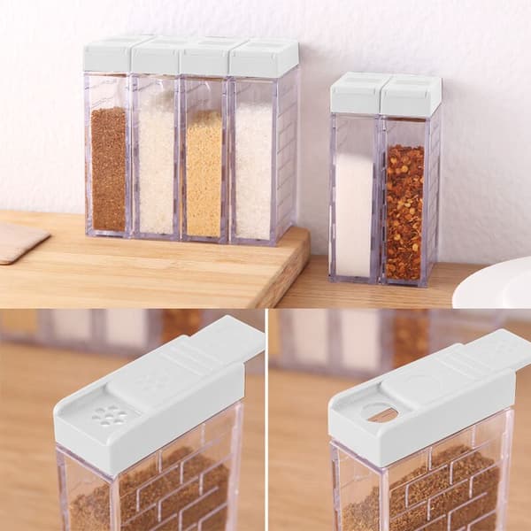 Set med 6 kryddburkar, Shaker Box kryddset, kryddförvaringsbehållare för kökskryddor, benvit