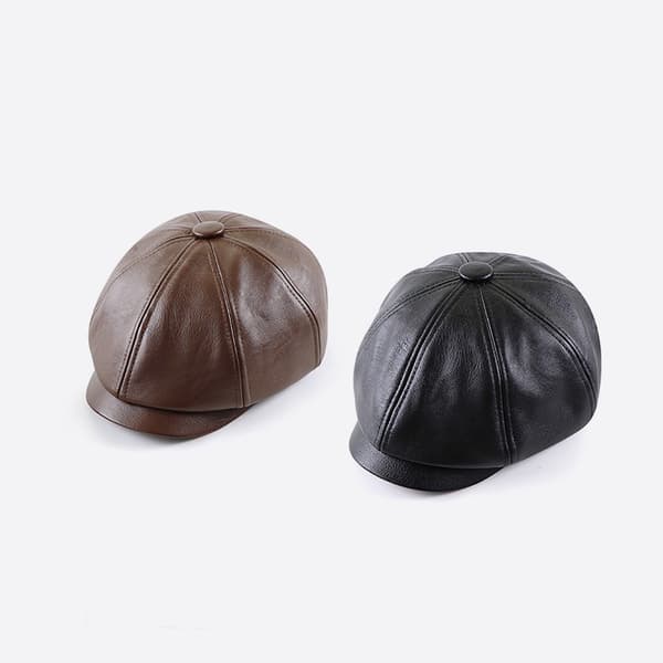 Herr Basker Hatt Gatsby Platt Läder Newsboy Kepsar Brun Brown