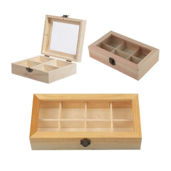 Display Cabinet with 8 Compartments, Wooden Tea and Coffee Rack, Storage Box