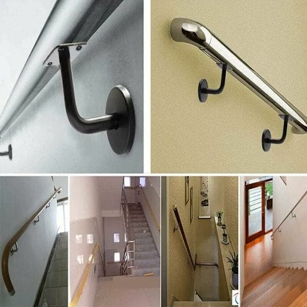 4-pack rostfria handledarfästen för väggmontering av trappräcken, räckenfästen, trappräcke, väggfästen (platt plåt 60x60mm)