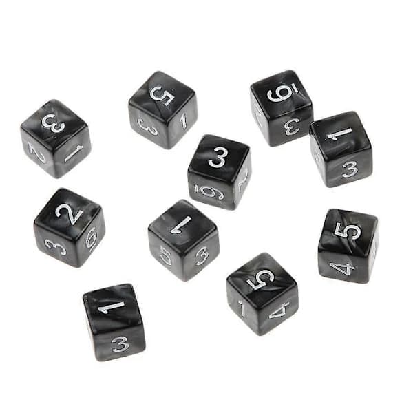 20-pakning sekskantede terninger D6 for D&D RPG-festspill svart og hvit