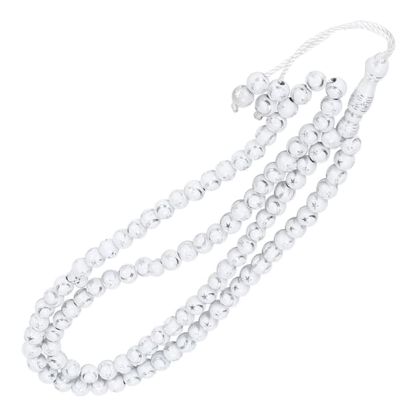 Muslim Rosary Islamic Prayer Tool 99 Beads Resin Gilding Religious Article White