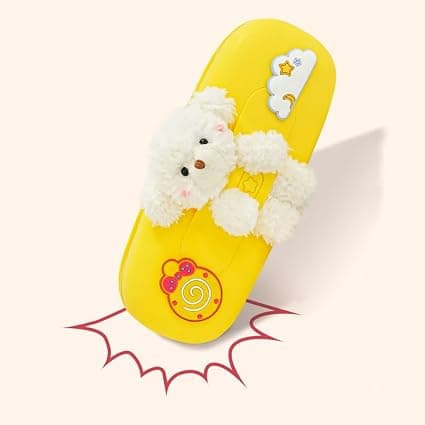 (Yellow) Creative Cute Bear Cartoon Dual-use Pencil Case, Student Silicone Desk Bag