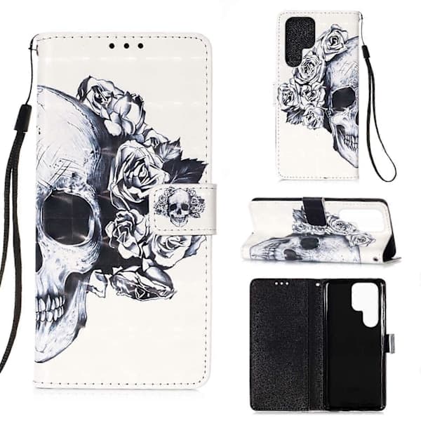 Til Samsung Galaxy S23 Ultra 5G 3D-maleri Horisontalt Flip Læder Telefoncover