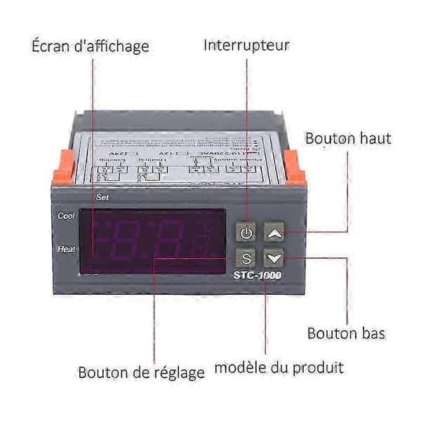 STC-1000 Digital Temperaturregulator, Varme Kjøling Termostat Centigrad, Med Sensor, 110-220Vac -Sy