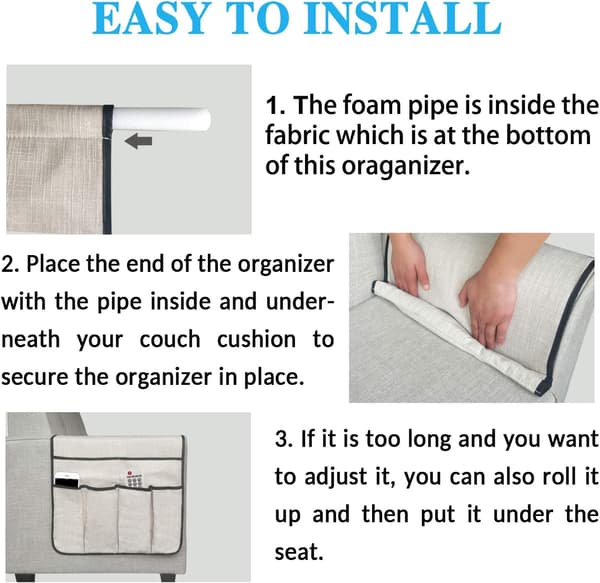 Stor Organizer Caddy for Sofa, Sklisikker TV-fjernkontroll