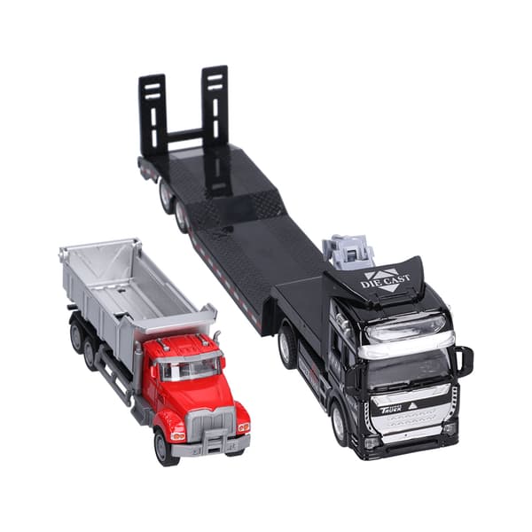 1:50 Engineering Trailer Model Legetøj Bevægelig Arm Køretøjsmodel Sæt Pædagogisk Billegetøj til Børn Byggetrailer med Tippbil