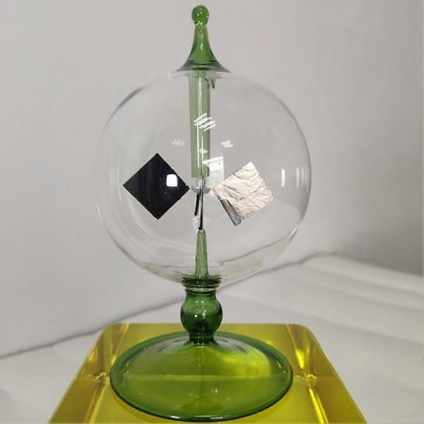 Rotating Glass Windmill with 4 Blades, Solar Powered Crookes Radiometer Light Mill/Educational Teaching S-FA-