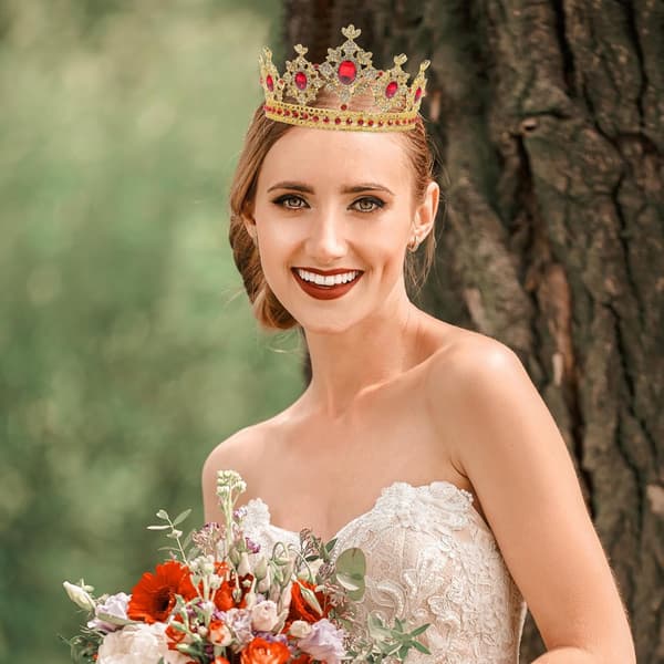 brudekrone bryllupskrone med rhinestone, rund fra legering -
